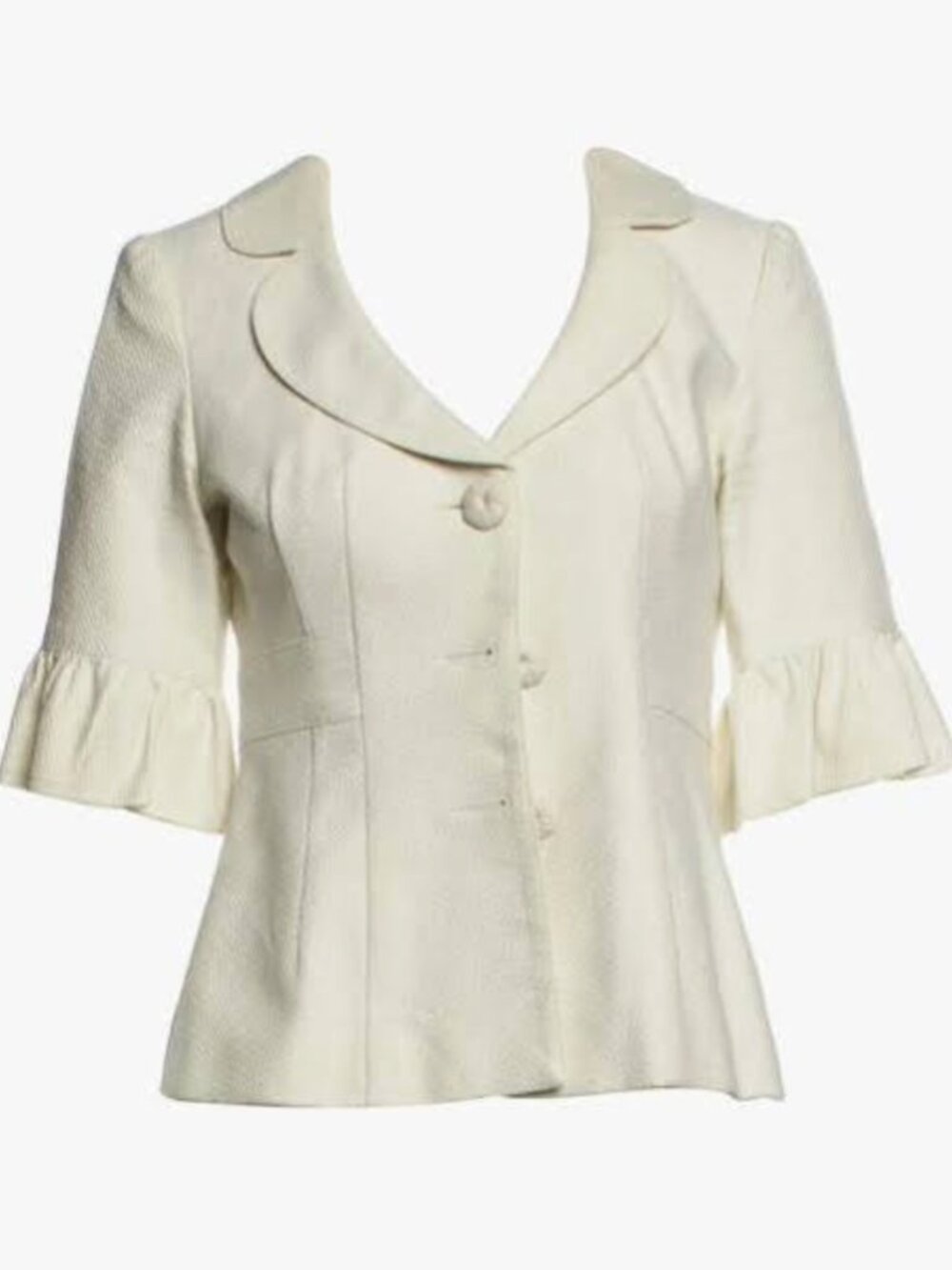 Nanette Lepore Vintage Y2K Ivory Ruffle Sleeve Blazer Jacket - Size 6